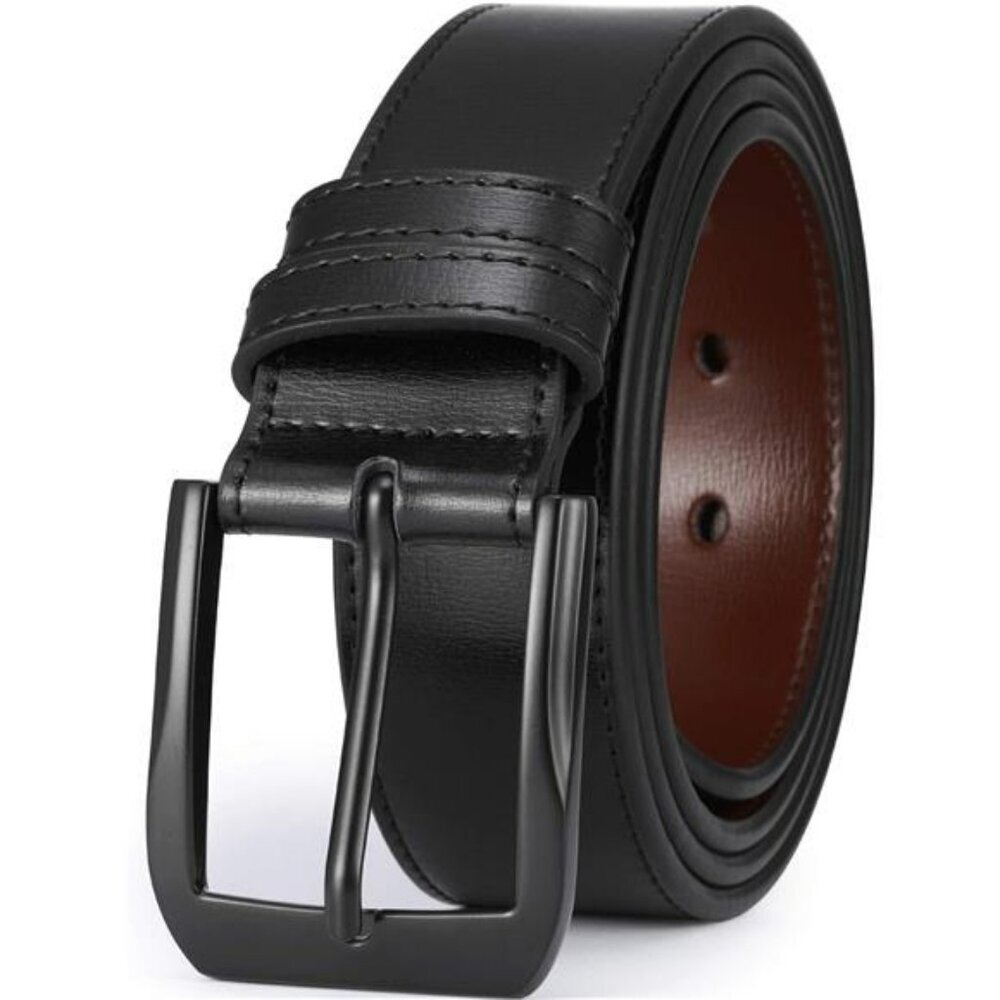 Mens Leather Belt Work Dress Casual Jeans Belt with Alloy Buckle Plus Sizes